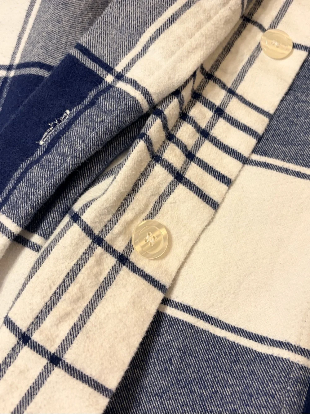 Lands' End Blue White Flannel Windowpane Queen Full Duvet Cover & 2 pillowcases